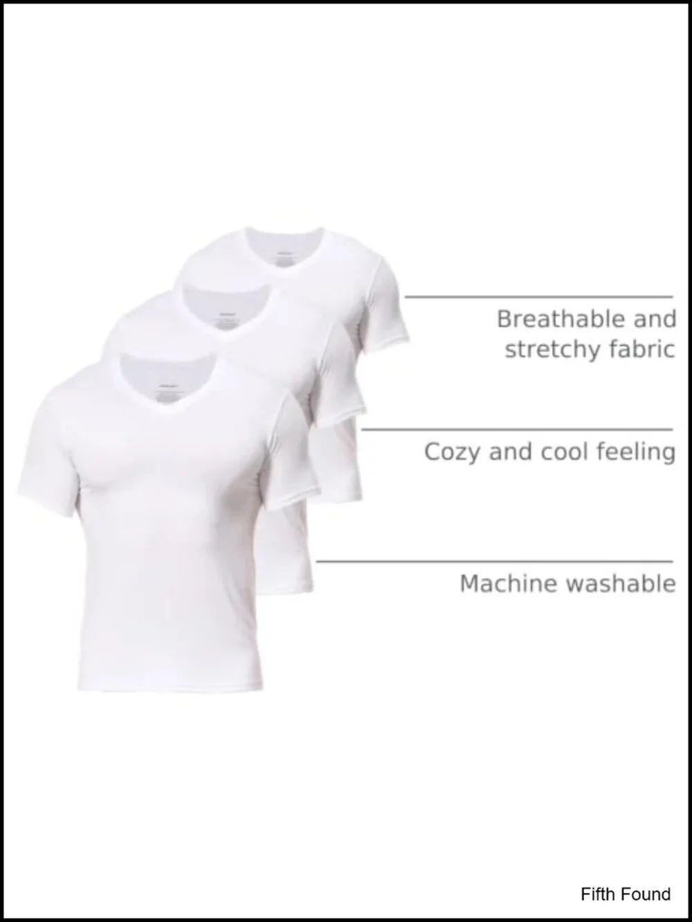 Men's 3-Pack V-Neck Undershirts - Stretchy Moisture Wicking Tees